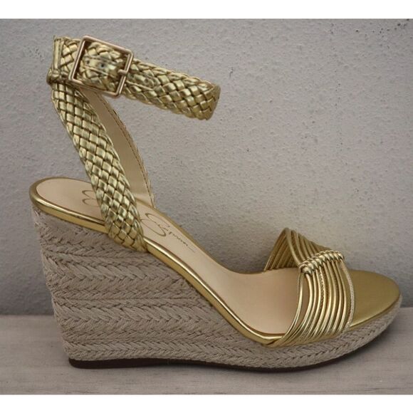 Jessica Simpson WMN Sz 9M Gold Talise Knotted Strappy Platform Wedge Sandals - Picture 5 of 16